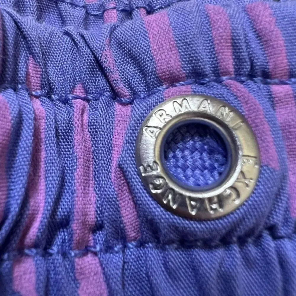 Armani Exchange Elastic Waist Blue Purple Zig-Zag Print Shorts Mens 30